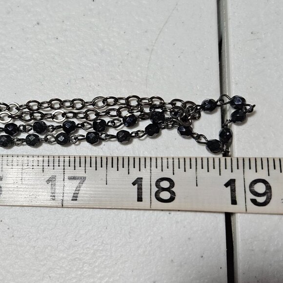 Elegant Black Multi Strand Layered Necklace Chain Beaded Details Fashion Jewelry - Picture 6 of 6